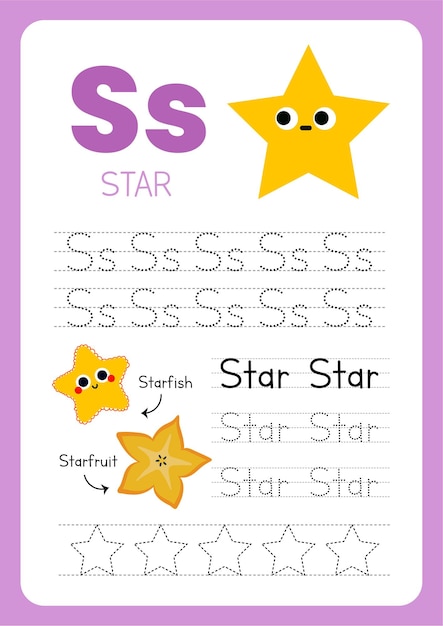 flat design vector star shape geometry flashcard printable for kids activity