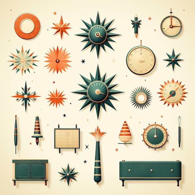 Flat design vector vintage iconen op witte achtergrond st