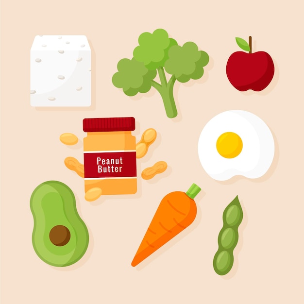 Flat design vegetarian food collection