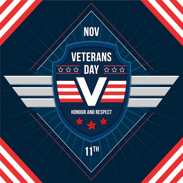 Flat design veterans day background