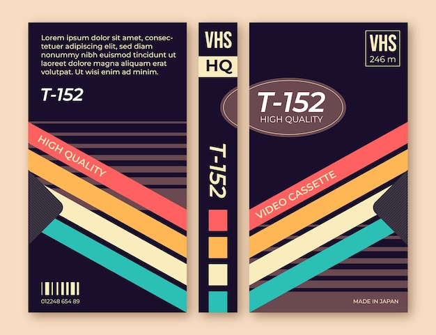 Flat design vhs cover template