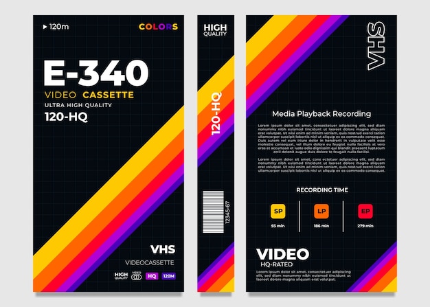 Flat design vhs cover template