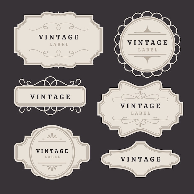 Vector flat design vintage label collection