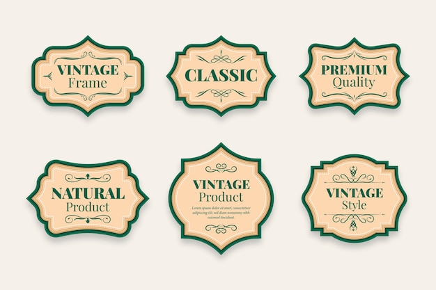 Vector flat design vintage label collection