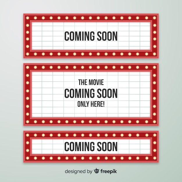 Flat design vintage theater signs collection