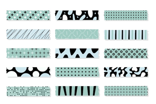 Flat design washi tape collection