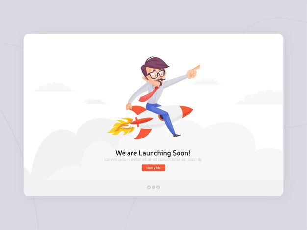 Vector flat design we are launching soon template