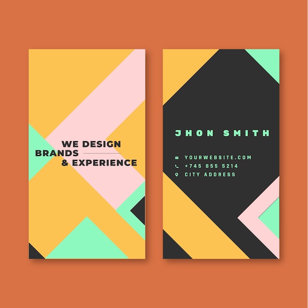 Vector flat design web designer vertical business card