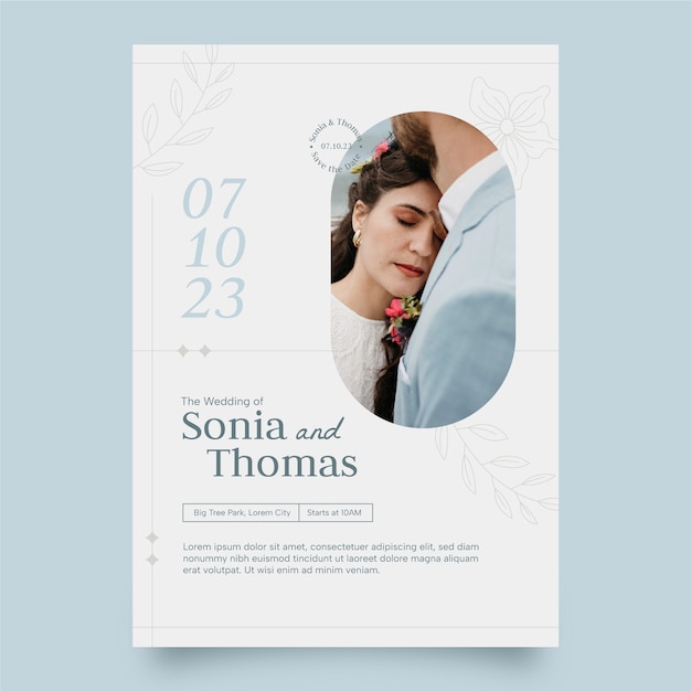 Flat design wedding celebration poster template