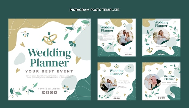 Flat design wedding planner instagram post