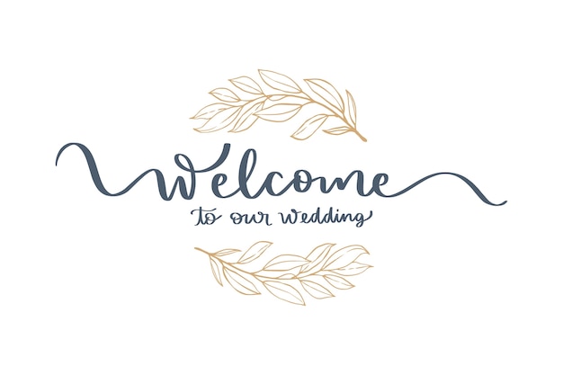 Vector flat design wedding sign lettering