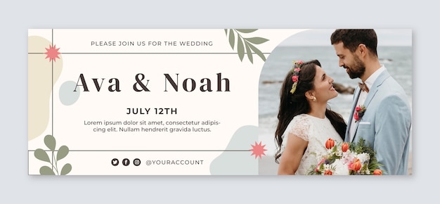 Vector flat design wedding template