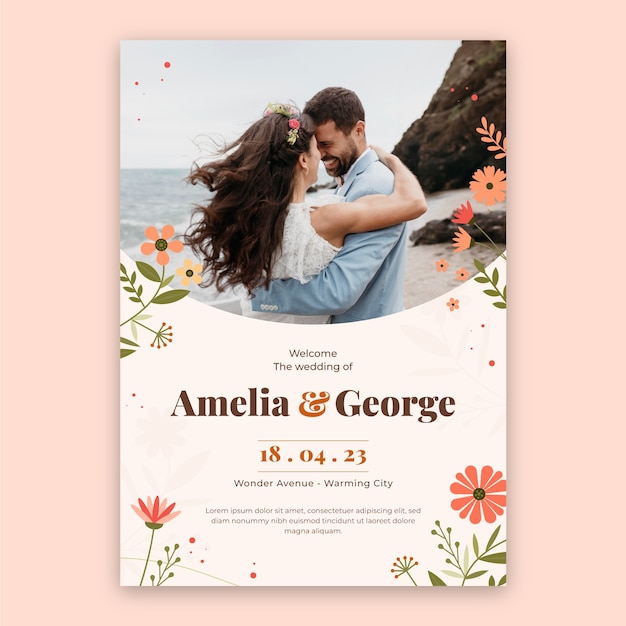 Flat design wedding template