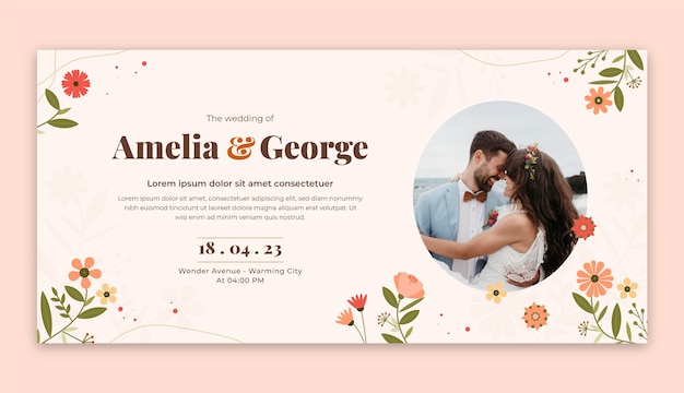 Vector flat design wedding template