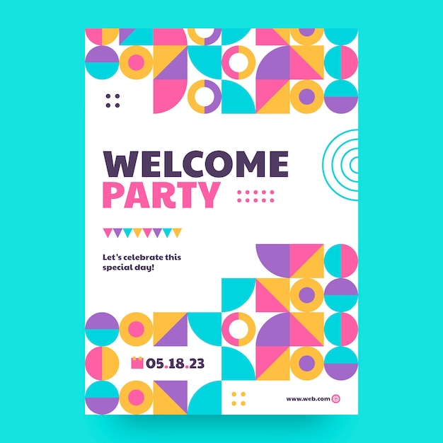 Vector flat design welcome party poster template