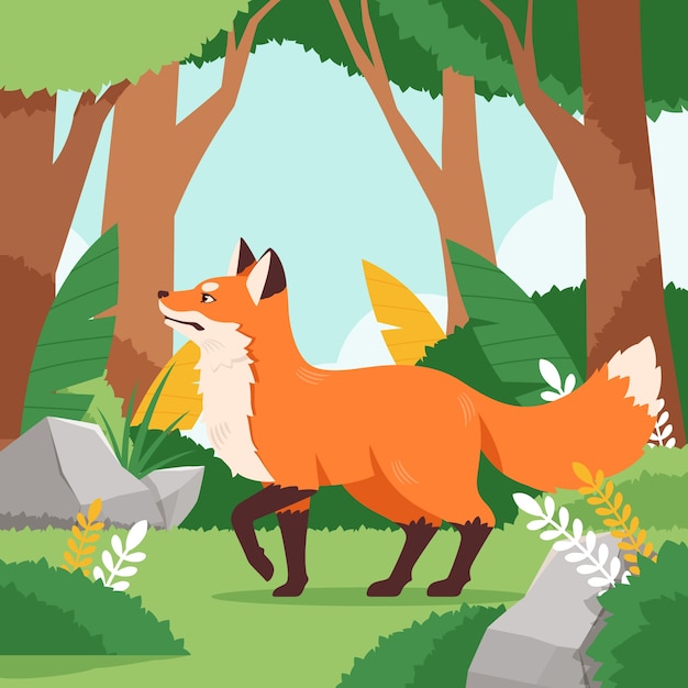 Flat design wild animal illustration