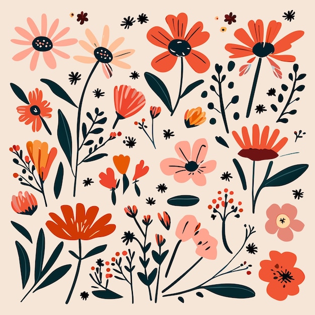 Flat design wildflower icons