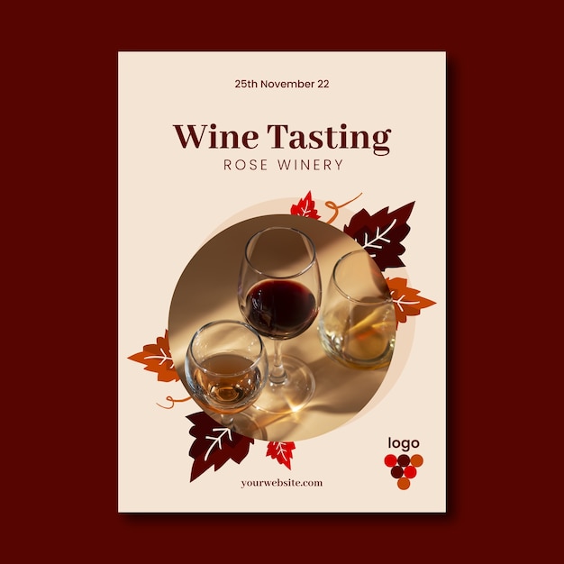 Vector flat design wine tasting poster template