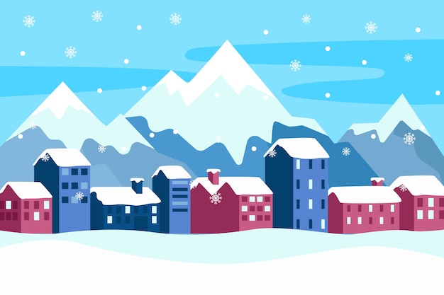 Vector flat design winter background