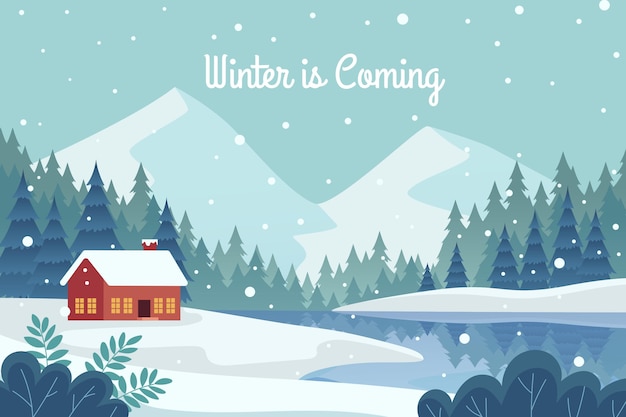 Vector flat design winter background