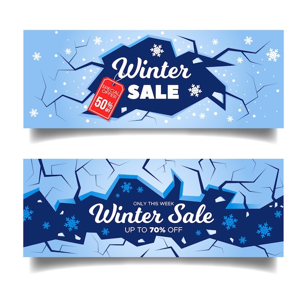 Flat design winter sale banners template