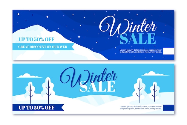 Flat design winter sale banners template