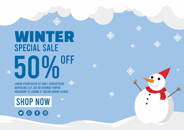 flat design winter sale template design