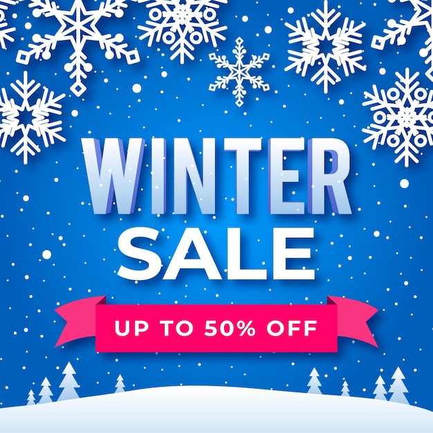 Flat design winter sale