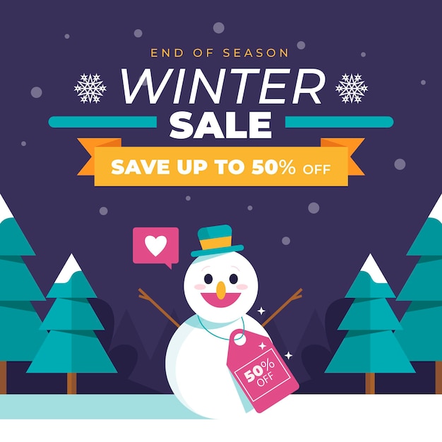 Flat design winter sale