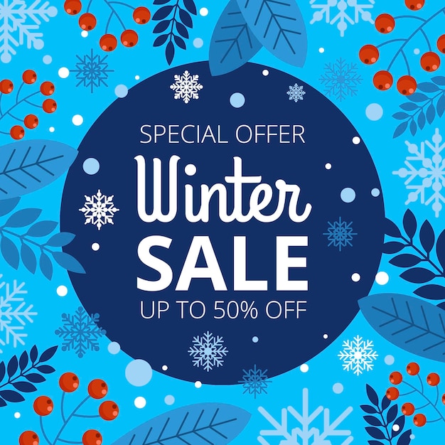 Vector flat design winter sale