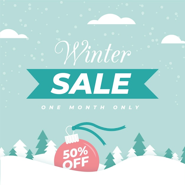 Flat design winter sale