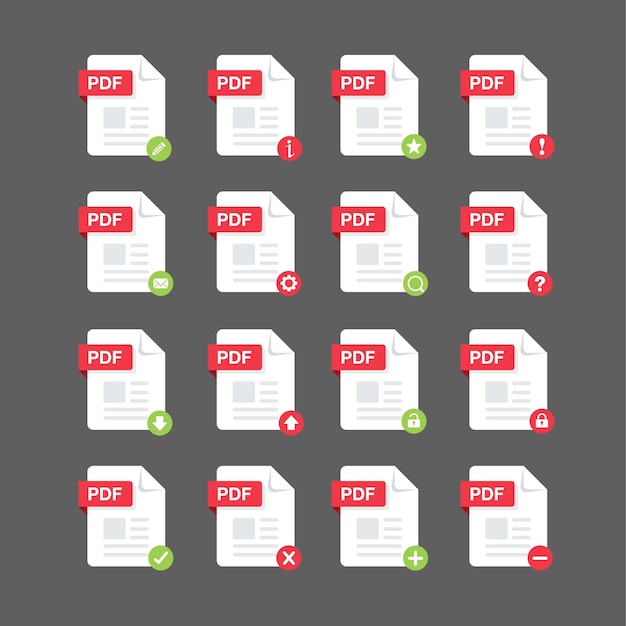 PDFファイルでフラットなデザインアイコンセットシンボルセットベクトルデザイン要素イラスト