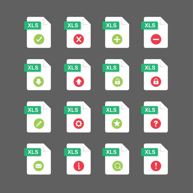 Vector flat design with xls files icon set symbol set vector design element illustration