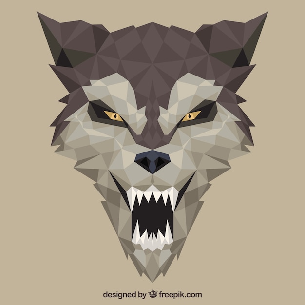 Vector flat design wolf face