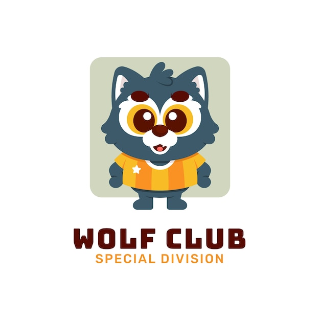 Flat design wolf  logo template