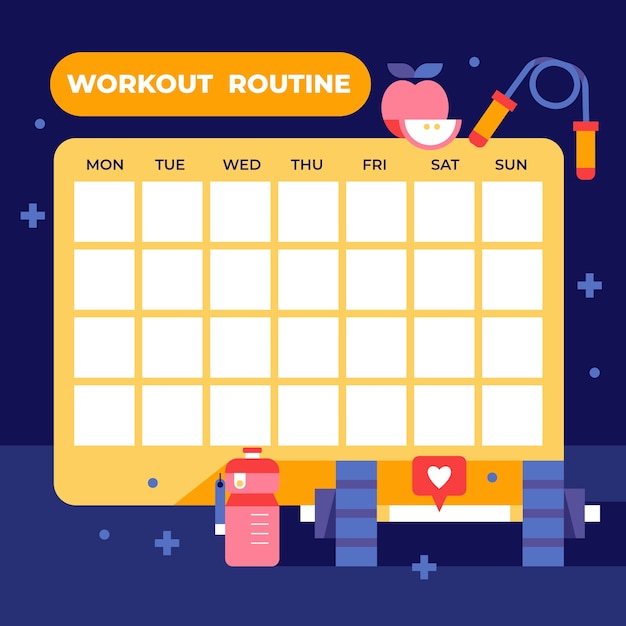 Flat design workout routine schedule template