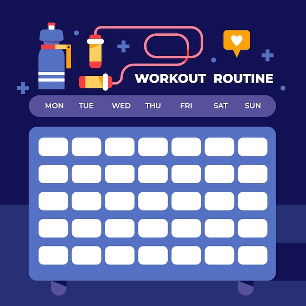 Flat design workout routine schedule template