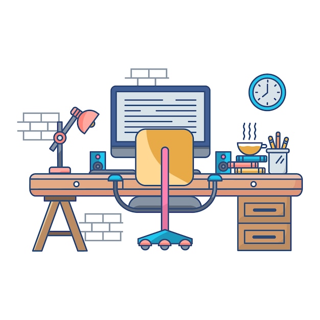  flat design workspace illustration