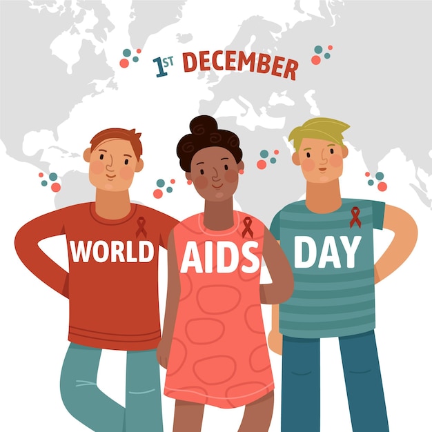 Flat design world aids day