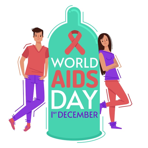 Flat design world aids day