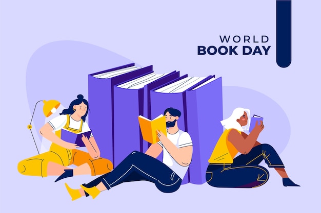 Flat design world book day concept