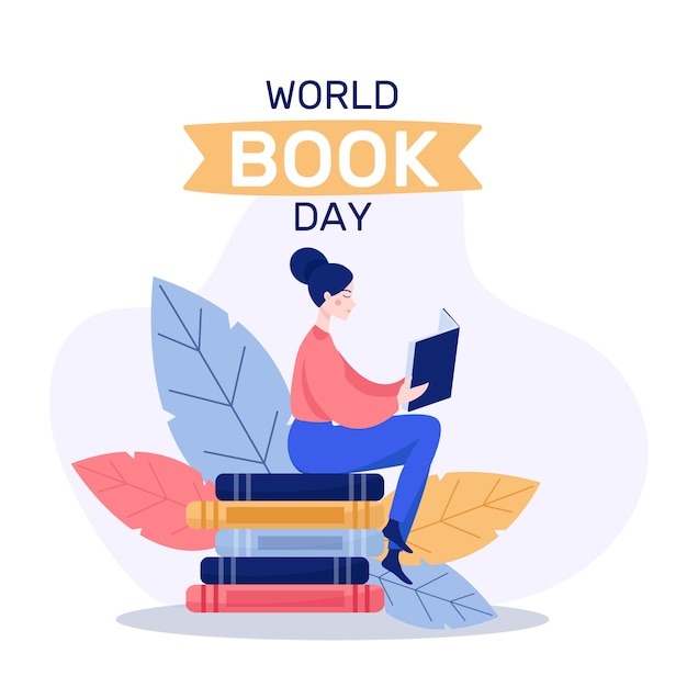 Flat design world book day event theme