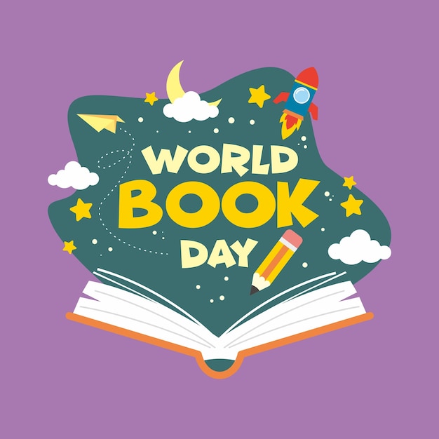 Vector flat design world book day illustration