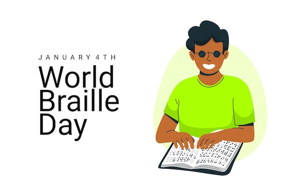 Vector flat design world braille day banner template vector stock