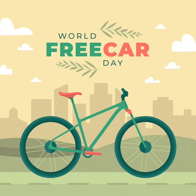 Vector flat design world car free day concept