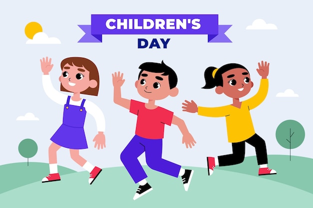 Vector flat design world childrens day concept