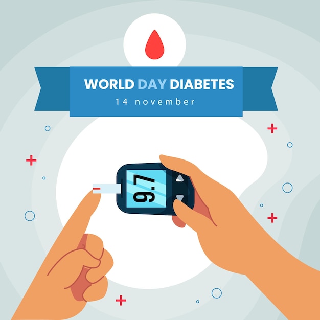 Vector flat design world diabetes day awareness