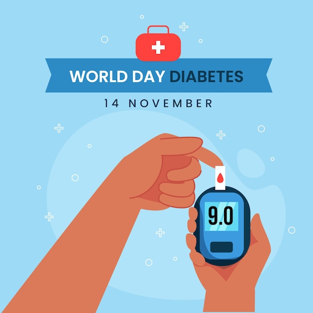 Vector flat design world diabetes day glucometer