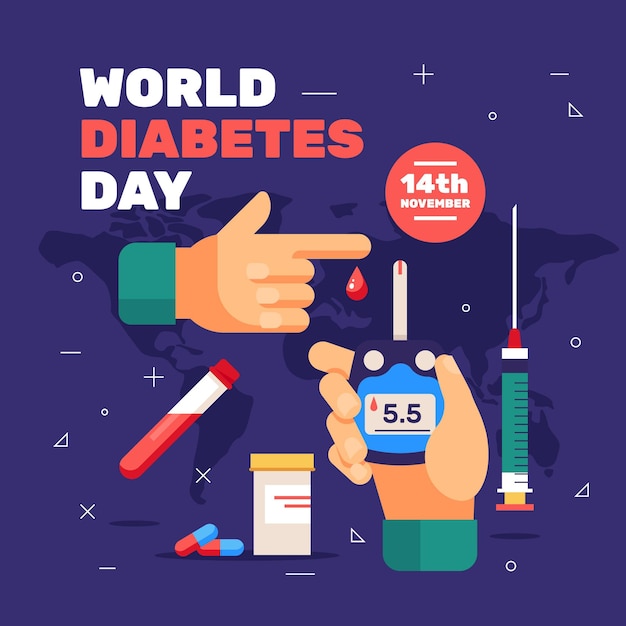 Giornata mondiale del diabete di design piatto