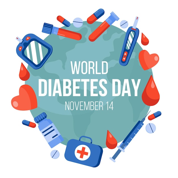 Flat design world diabetes day